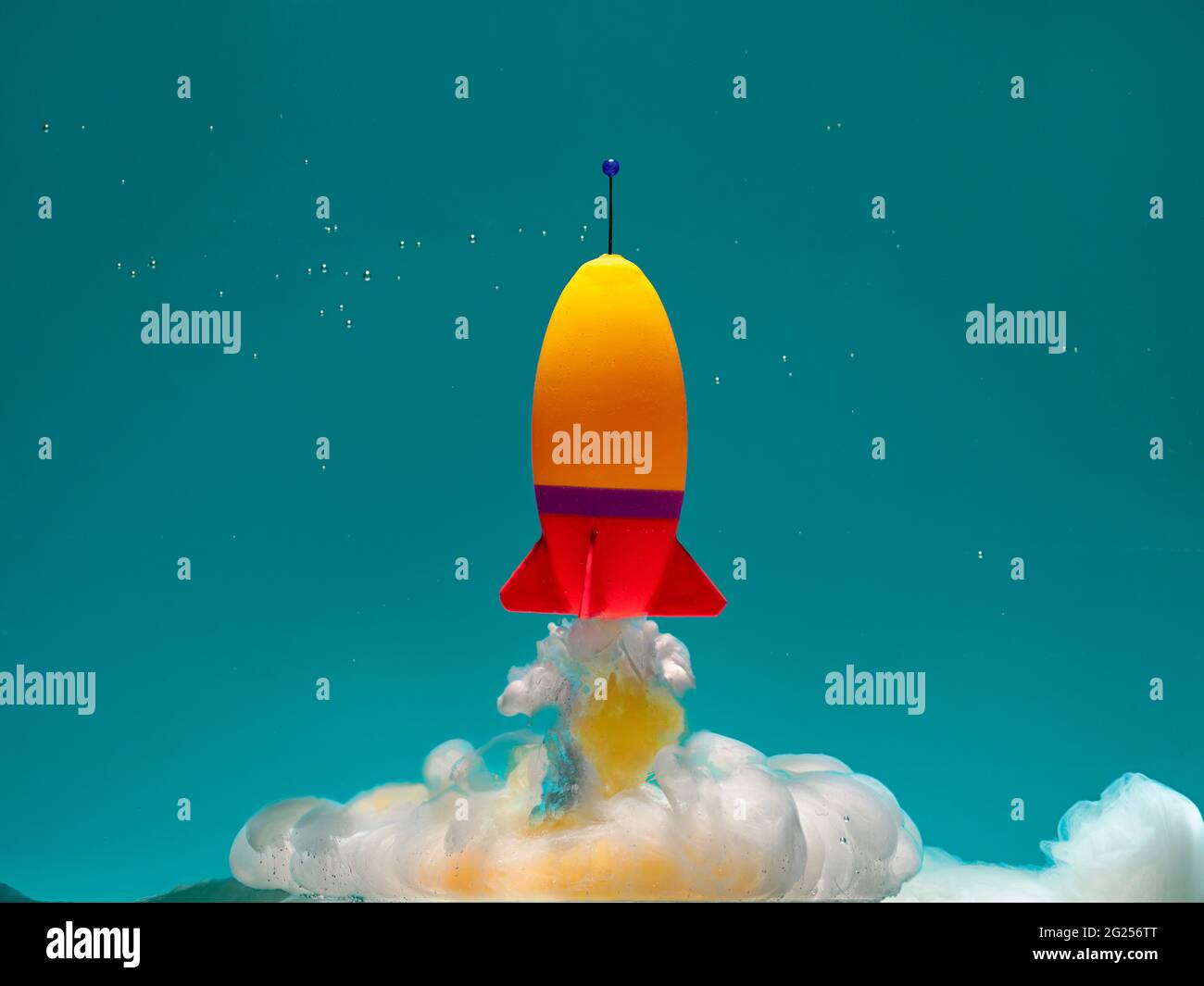 Conceptual rocket taking off Stock Photo