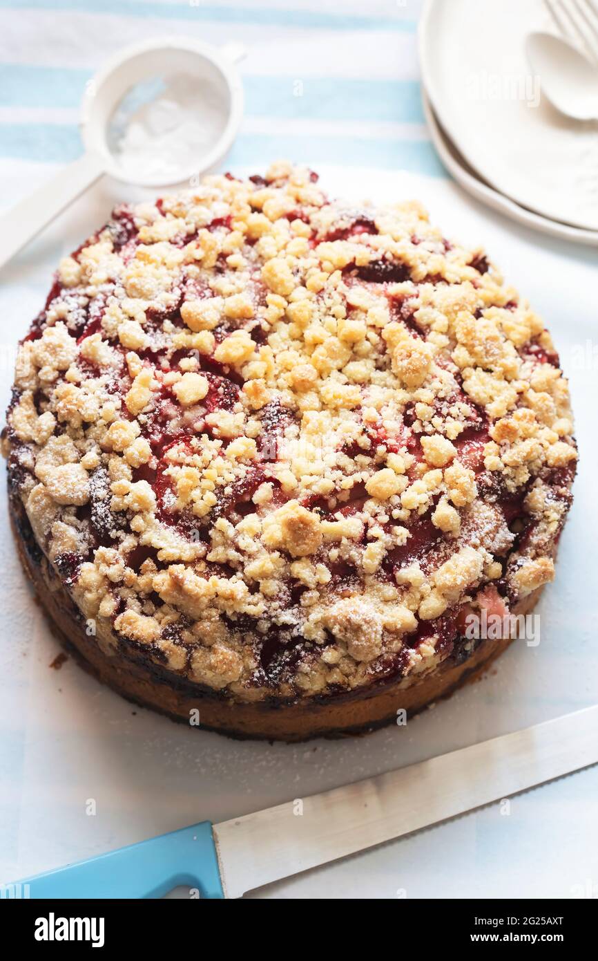 Strawberry yoghurt cake with crumble Stock Photo Alamy