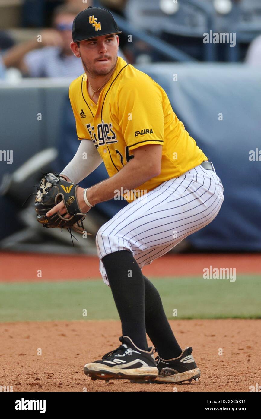 Oxford, MS, USA. 07th June, 2021. Southern Miss infielder Danny Lynch
