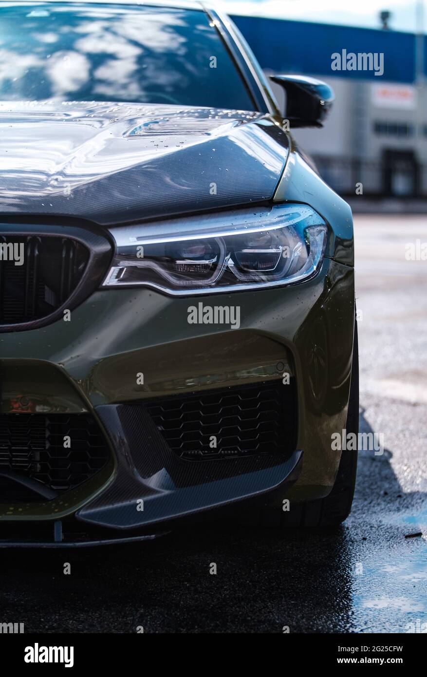 BMW M5 (E60): Front view, white color. Fourth generation. Made from 2005 to  2010 Stock Photo - Alamy