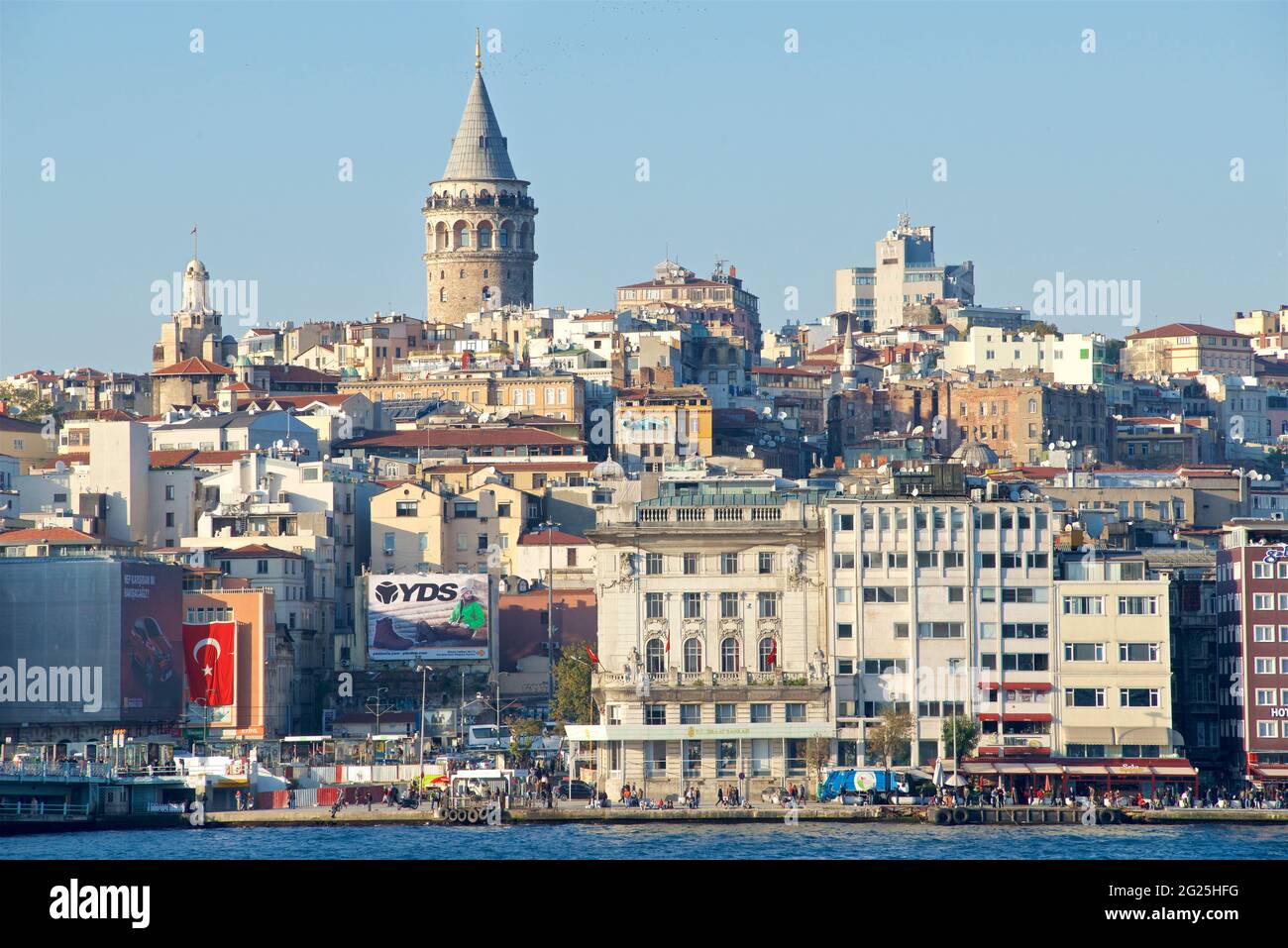 The Galata Tower, Galata Kulesi, Beyoglu district  across the Golden Horn waterway, Istanbul, Turkey Stock Photo