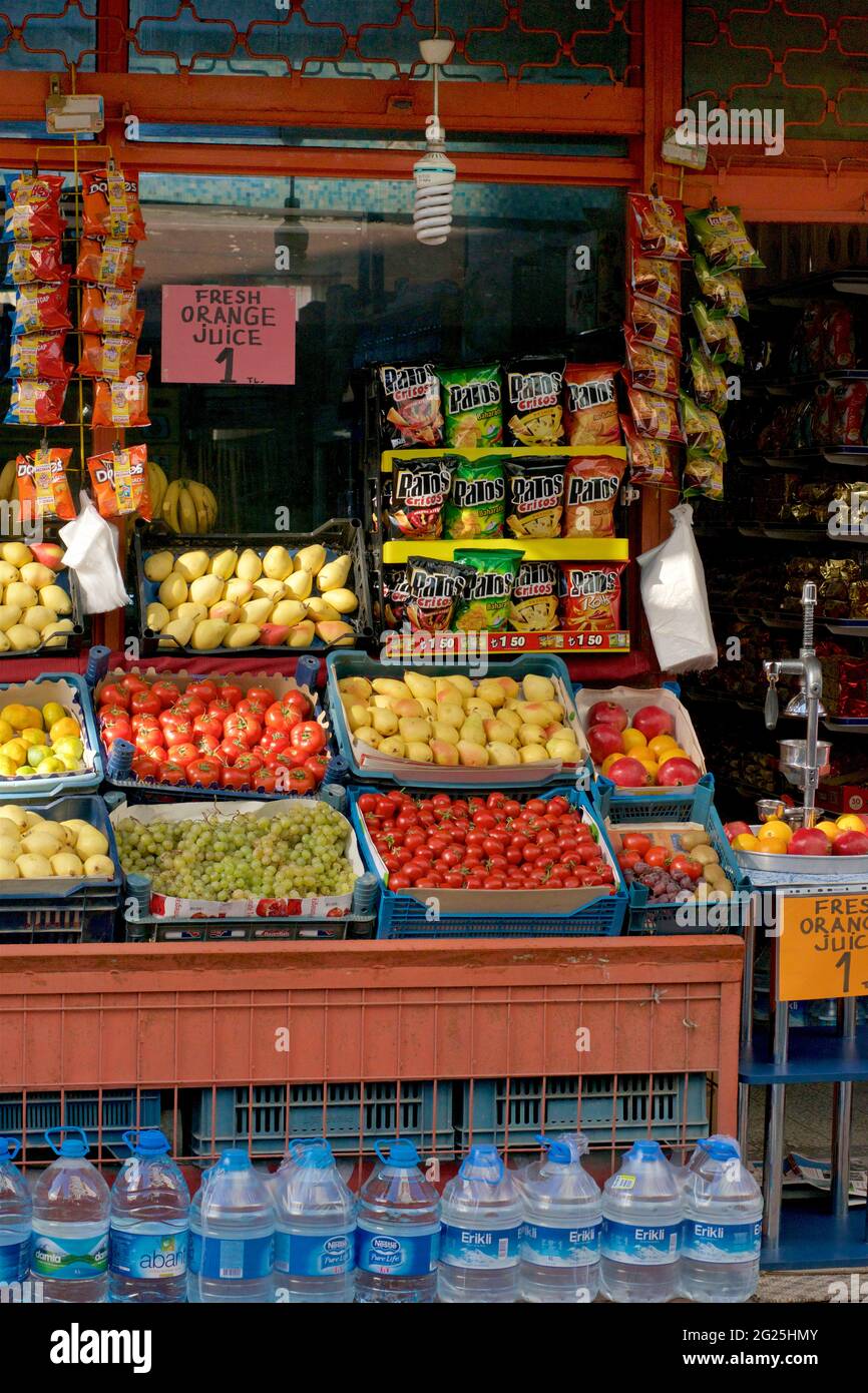 Display of fruit outside a shop, Istanbul, Turkey Stock Photo