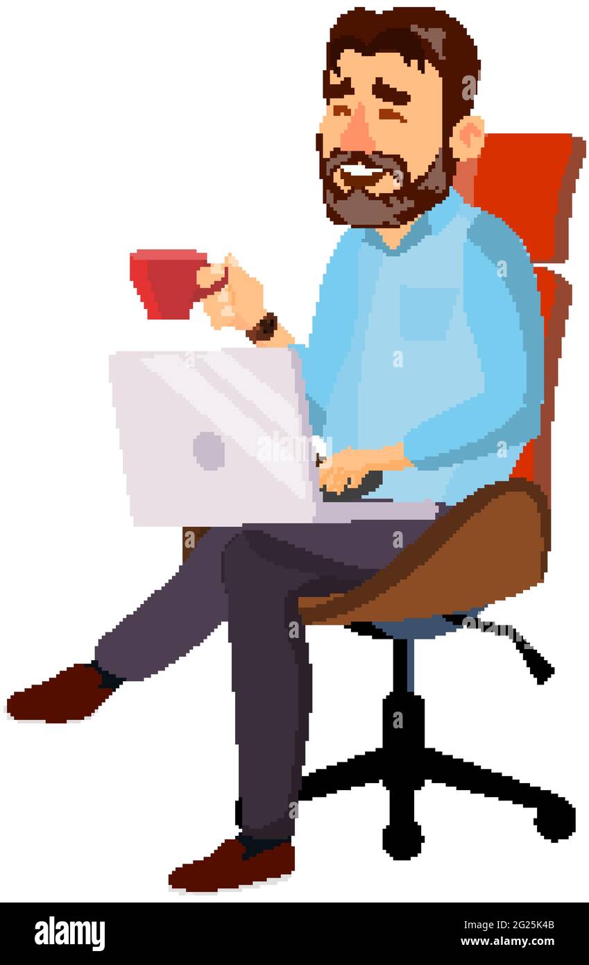 relaxed man watching online funny video on laptop device cartoon vector  Stock Vector Image & Art - Alamy
