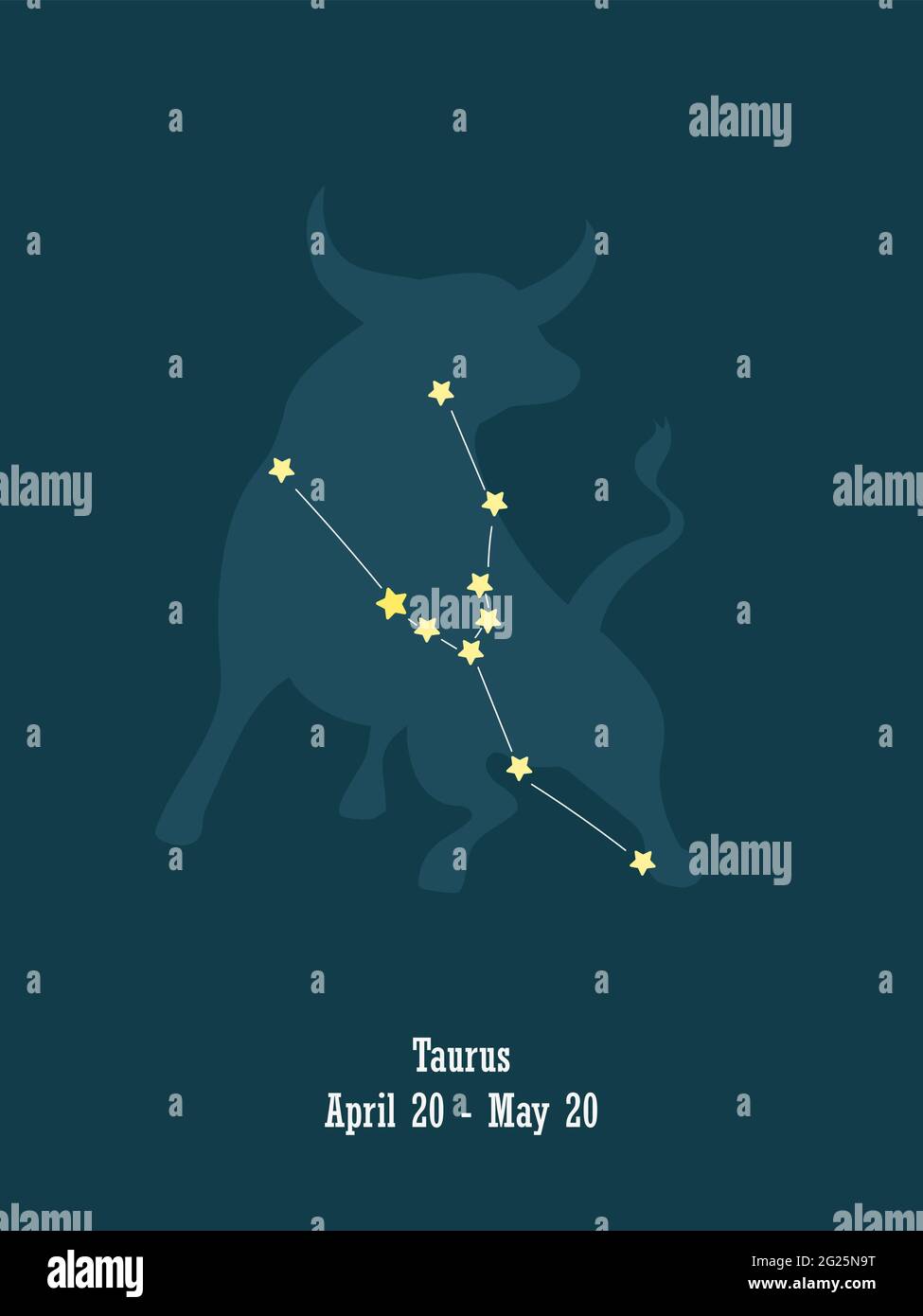 Taurus. Zodiac sign design. Zodiac design with star grid. Abstract