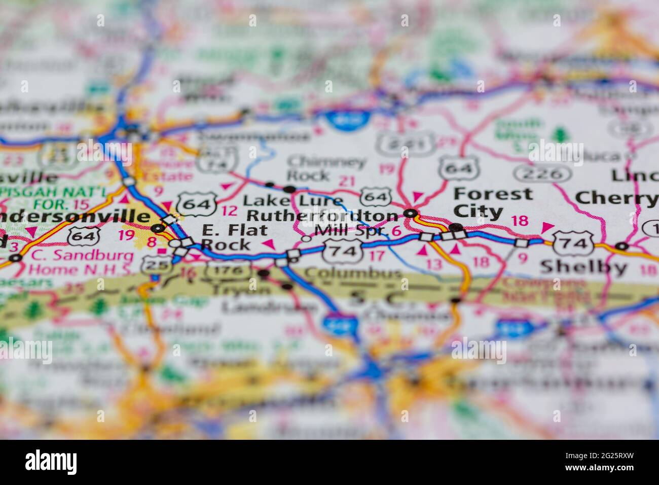 Rutherfordton on a map hi-res stock photography and images - Alamy