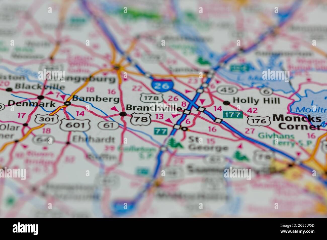 Branchville South Carolina USA Shown on a Road map or Geography map