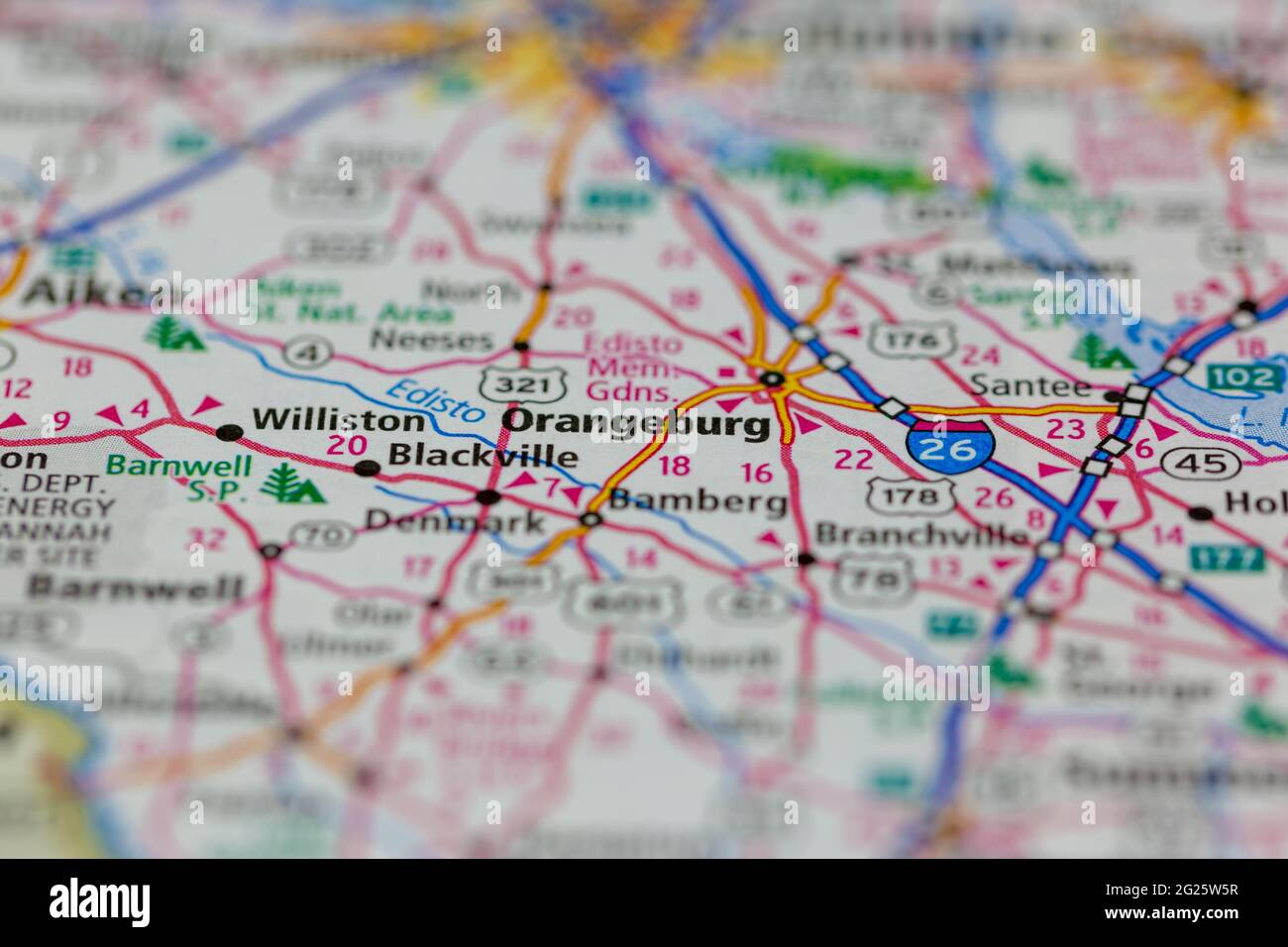 Orangeburg South Carolina USA Shown on a Road map or Geography map