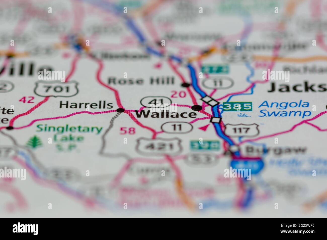 Wallace South Carolina USA Shown on a Road map or Geography map Stock