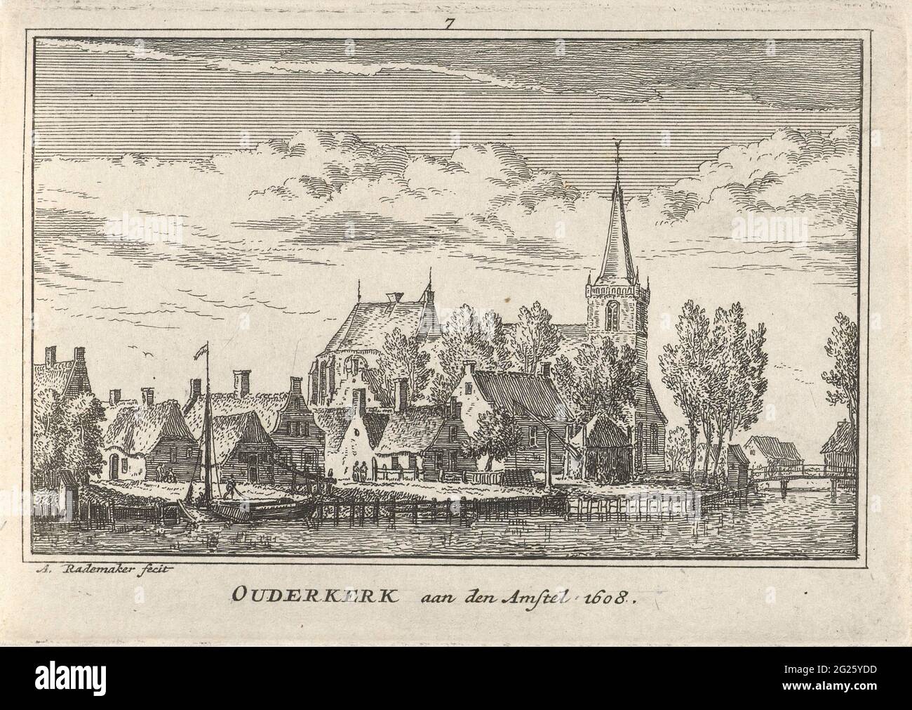 Ouderkerk aan de Amstel; Ouderkerk aan den Amstel 1608. View of the village of Ouderkerk aan de Amstel, in the situation of around 1608. Stock Photo