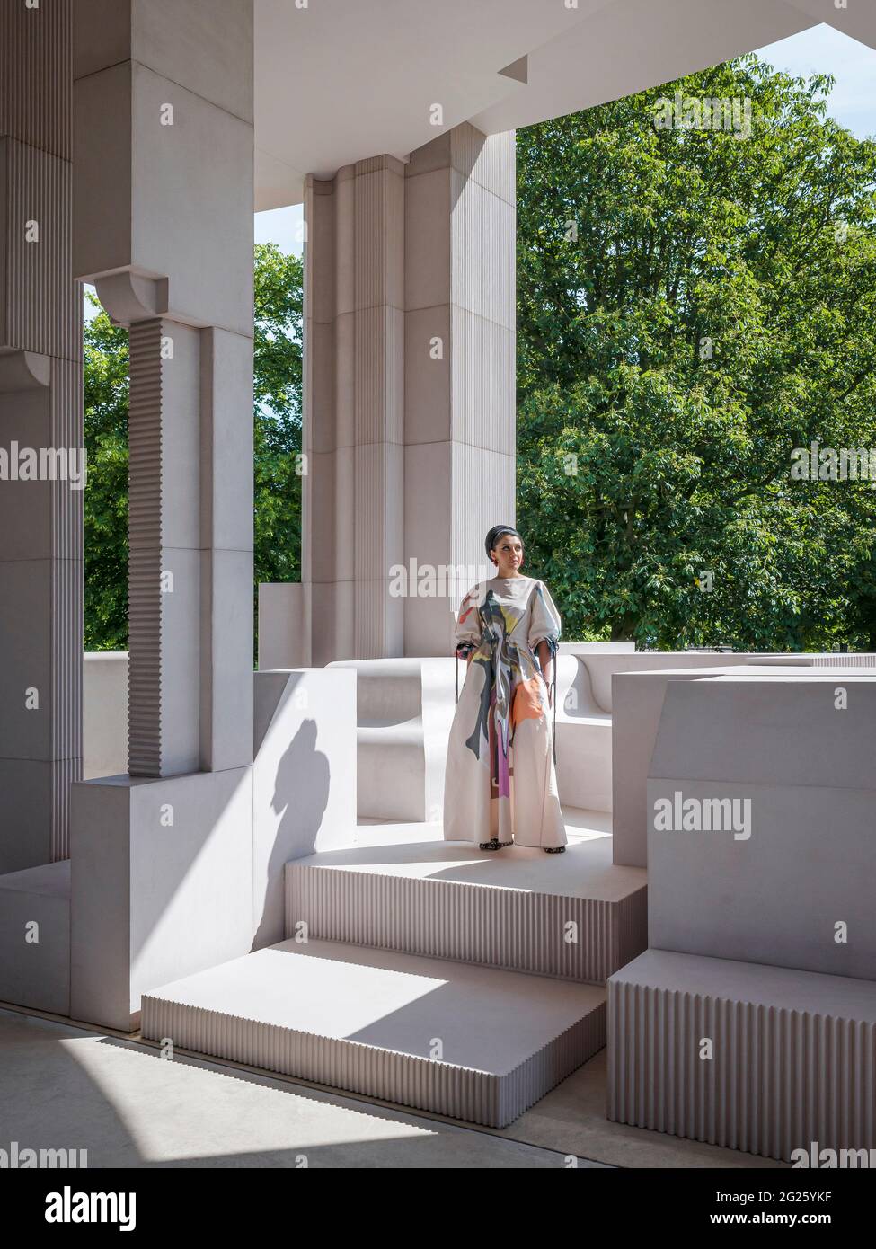 Portrait of Counterspaces director Sumayya Vally. Serpentine Summer Pavilion 2021, London, United Kingdom. Architect: Conterspace, 2021. Stock Photo