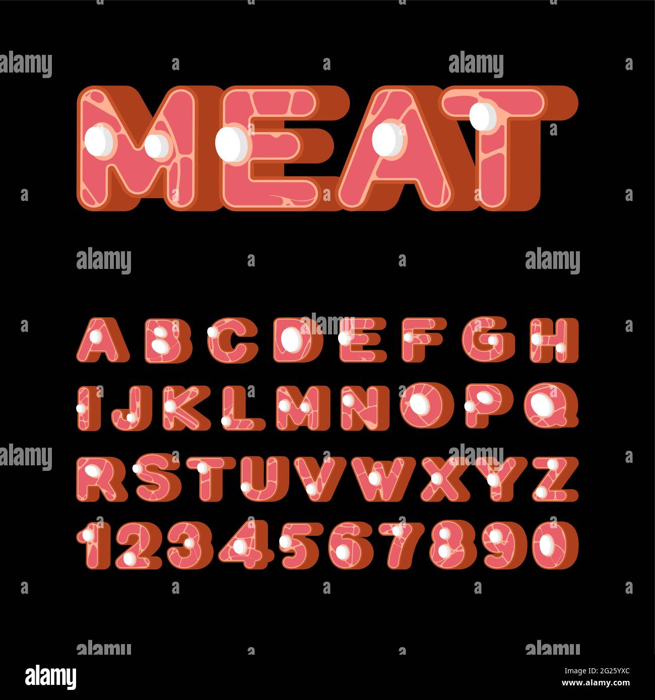 Meat font. Beef ABC. Meat letters. Pork Alphabet Stock Vector Image
