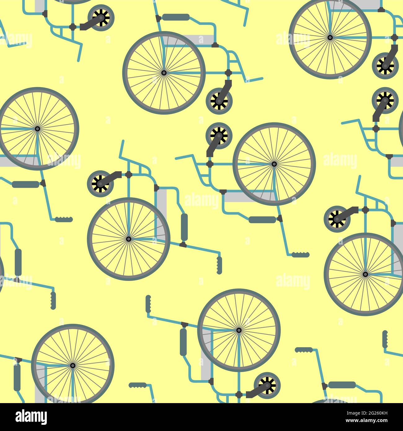 Disabled carriage pattern seamless. vehicle for disabled person background. vector texture Stock Vector