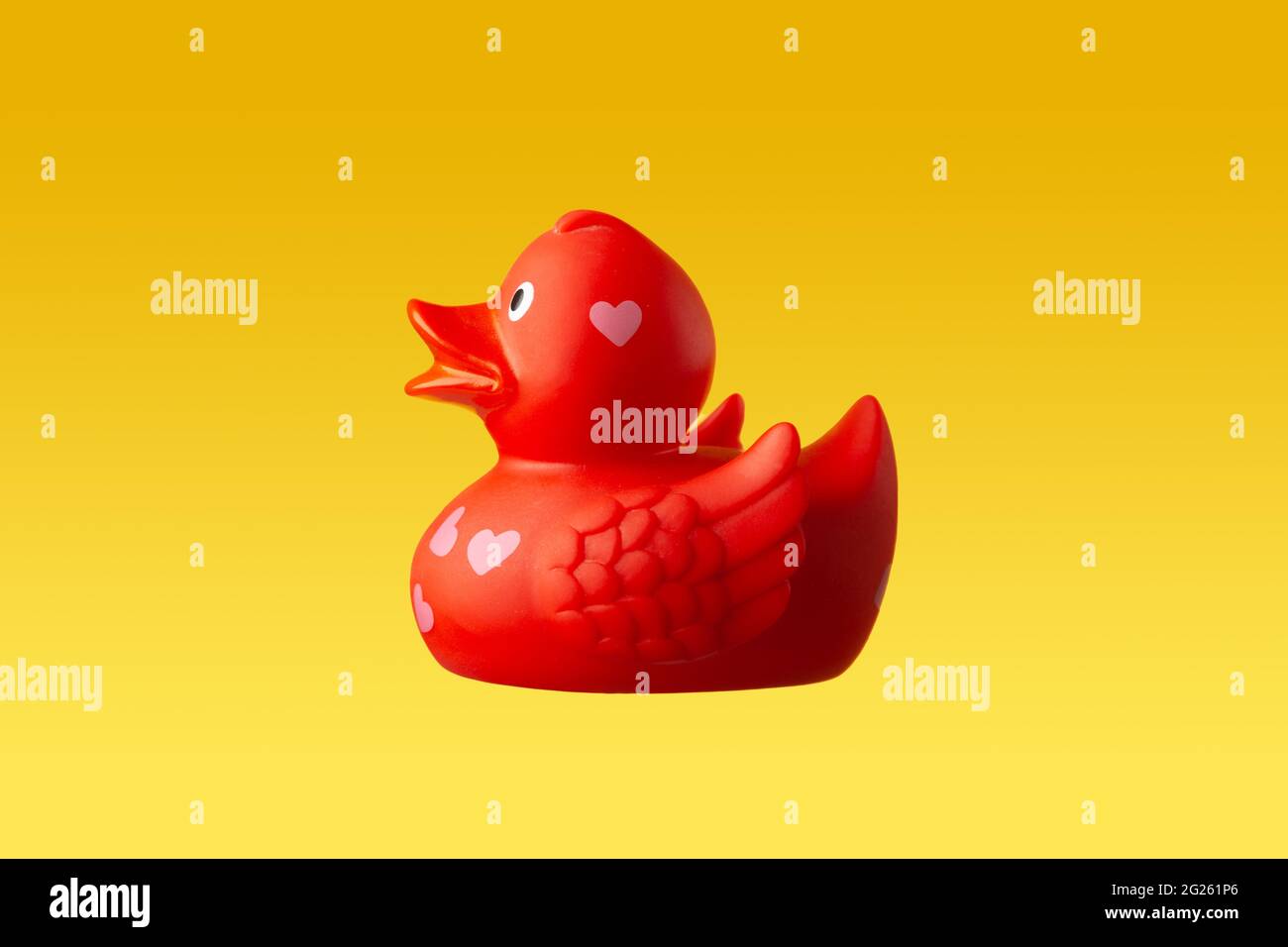 individual red rubber duck with love hearts Stock Photo Alamy