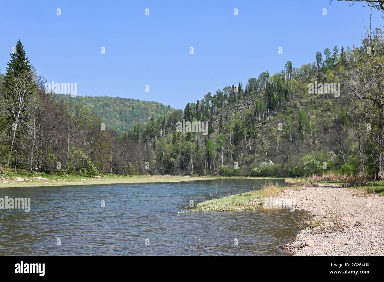 Spring in the nature park. Water landscape in early May. Zilim Nature ...