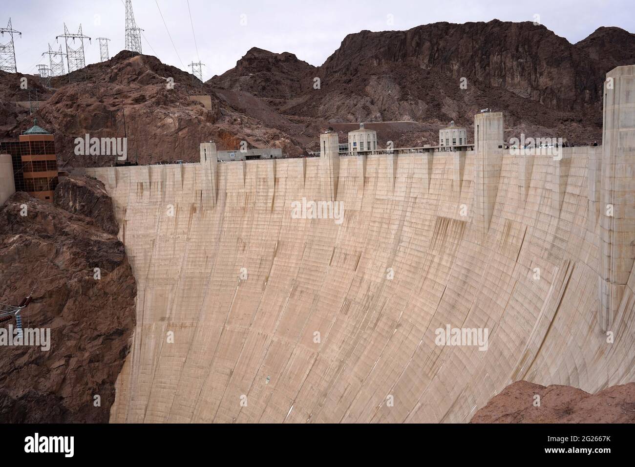A general view of Hoover Dam, Sunday, March 7, 2021, near Boulder City, Nev. Stock Photo