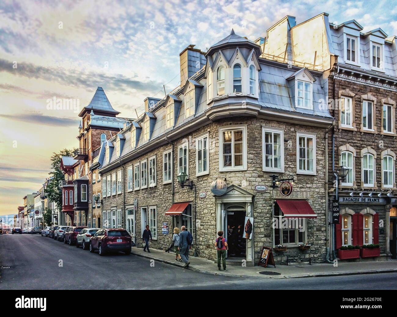 Quebec city, Canada,  Sept 2019, view of the facade of Nili Alimetation a cafe serving Canadian and Turkish cuisines Stock Photo