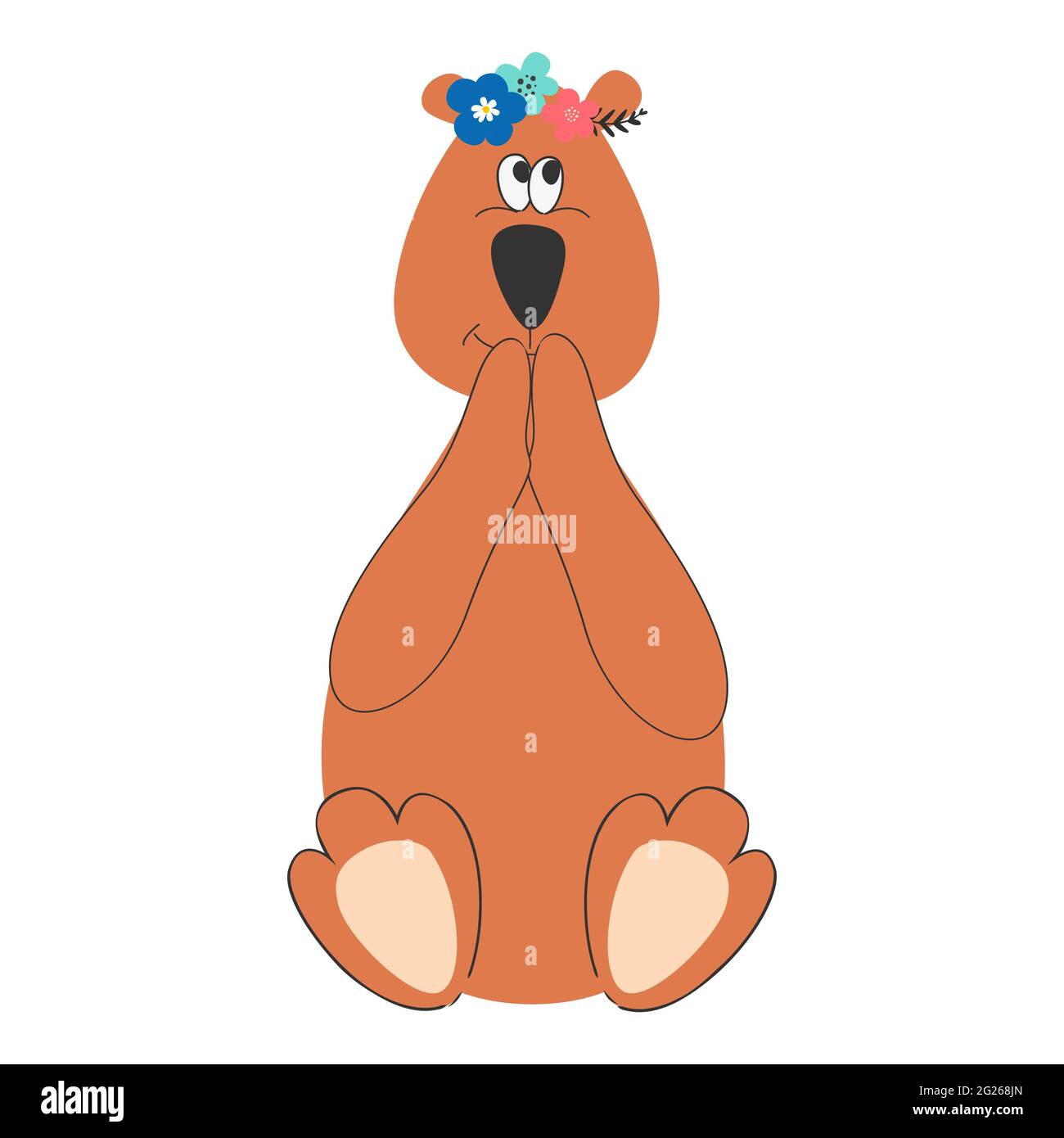 Cute cartoon sitting brown bear. Vector illustration Stock Vector Image ...