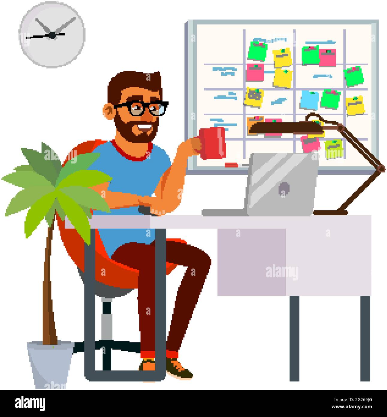 businessman planning project strategy at work cartoon vector Stock