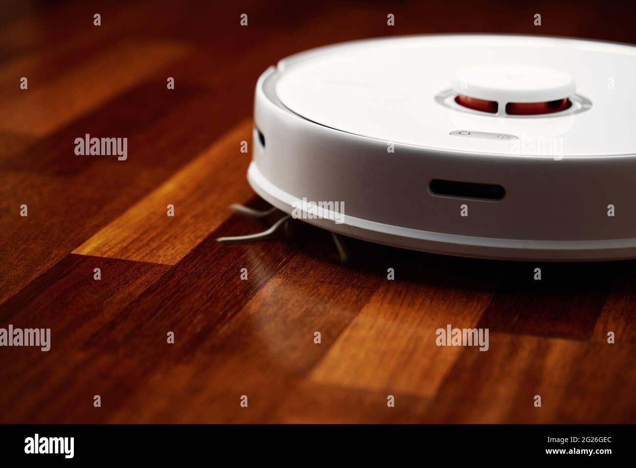 Smart Robot Vacuum Cleaner on wood 