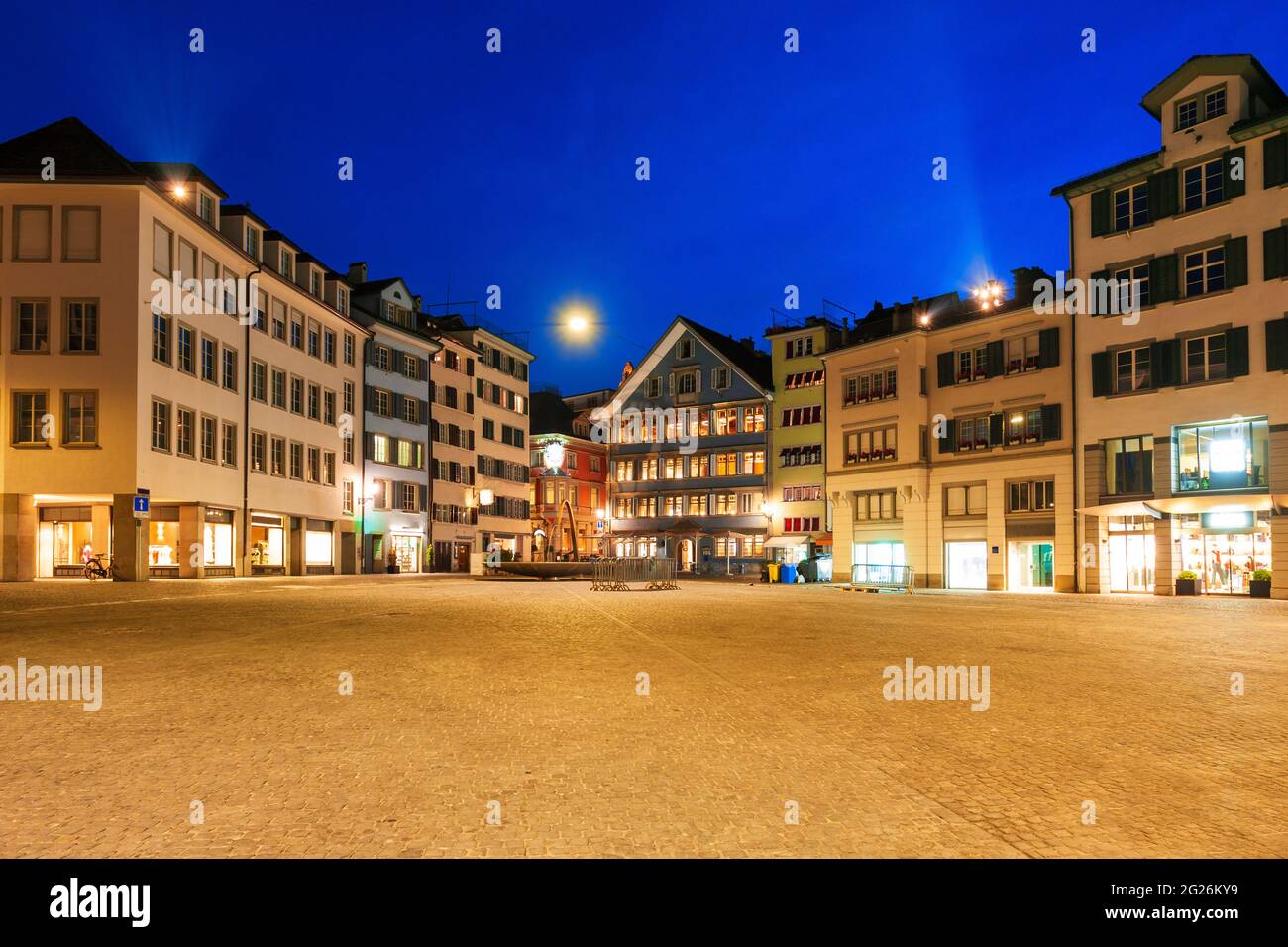 Colorful houses at the Munsterhof main square in the centre of Zurich city in Switzerland Stock Photo