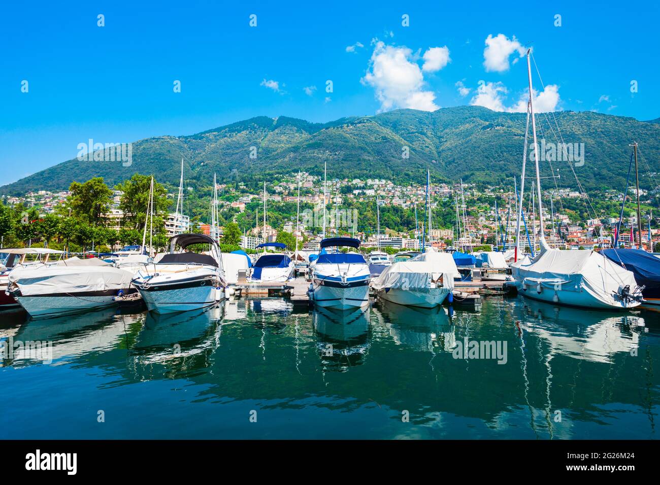 Locarno port with yachts and boats. Locarno is a town located on Lake  Maggiore in Ticino canton of Switzerland Stock Photo - Alamy