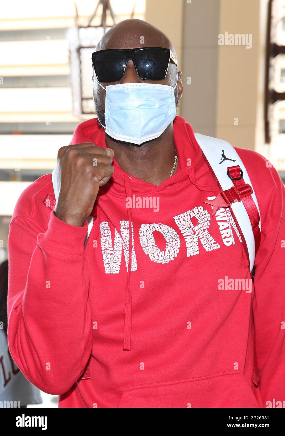 Atlantic City, NJ, USA. 8th June, 2021. Lamar Odom pictured arriving to the  Showboat hotel in Atlantic City New Jersey on June 8, 2021 for celebrity  boxing fight week. Lamar Odom will
