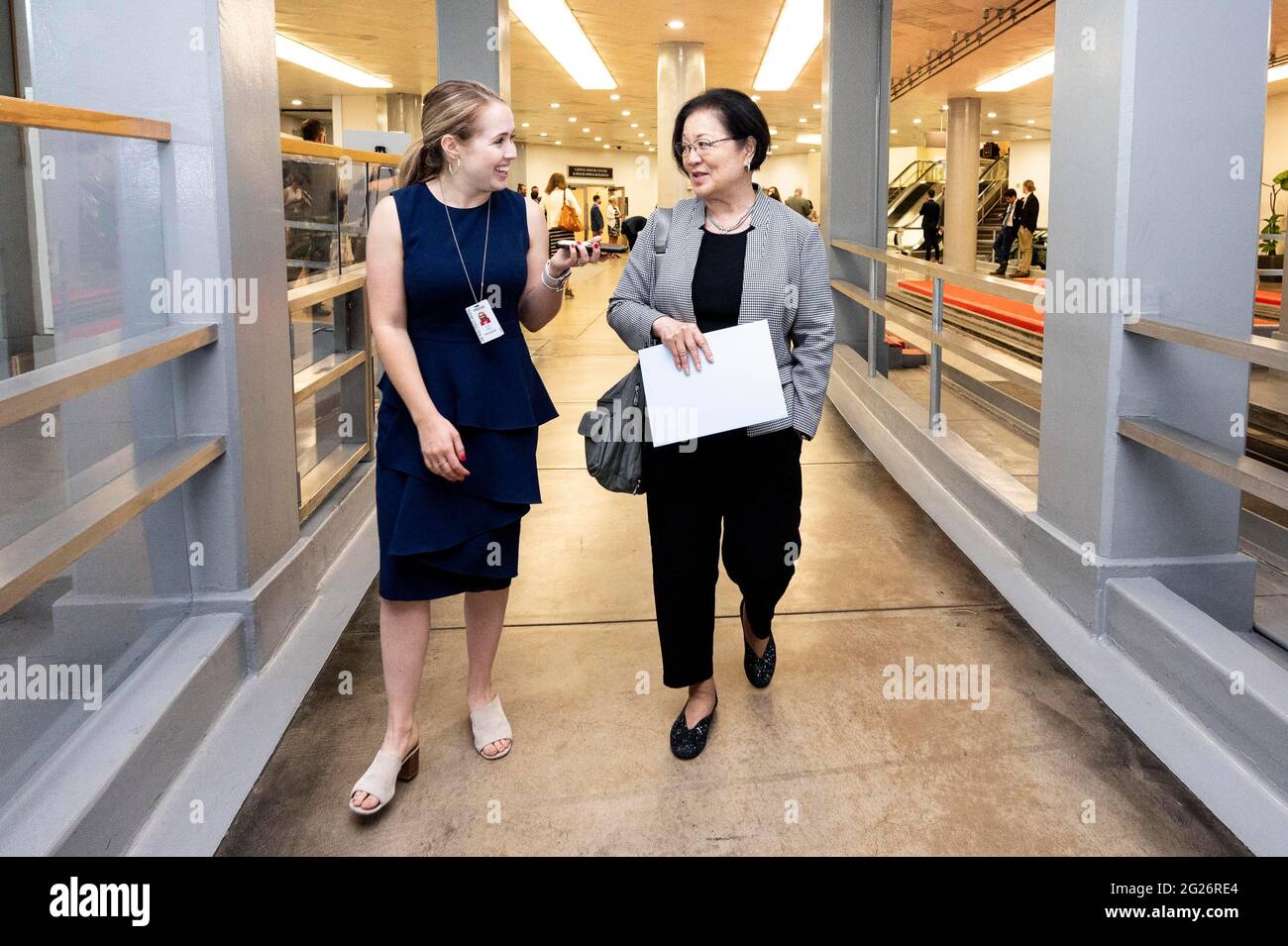 Washington, DC, USA. 8th June, 2021. June 8, 2021 - Washington, DC, United States: U.S. Senator MAZIE HIRONO (D-HI) talking to a reporter near the Senate Subway. Credit: Michael Brochstein/ZUMA Wire/Alamy Live News Stock Photo