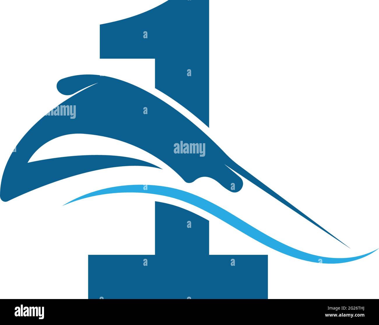 Number 1 with stingray icon logo template illustration vector Stock Vector