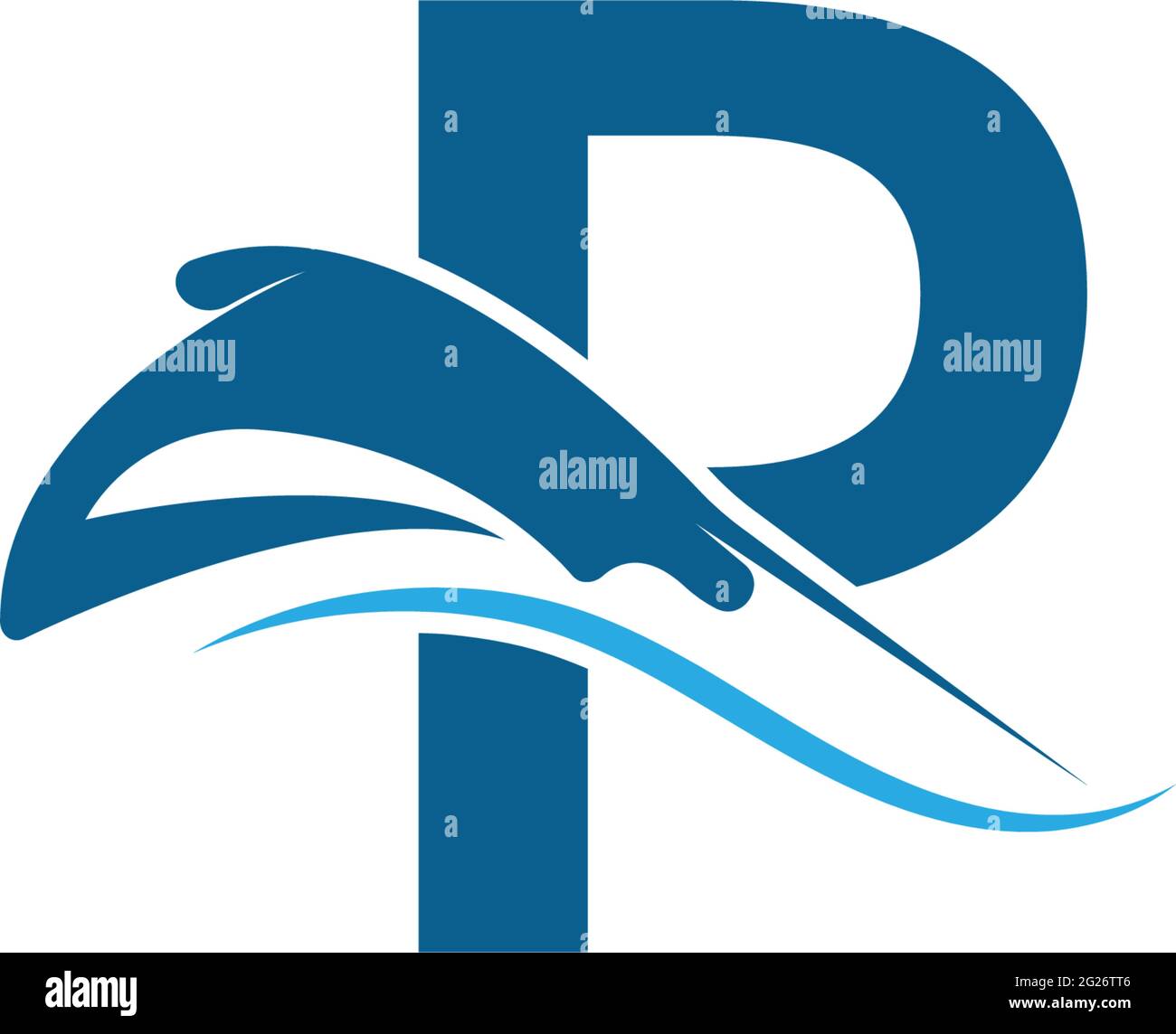 Letter P with stingray icon logo template illustration vector Stock Vector