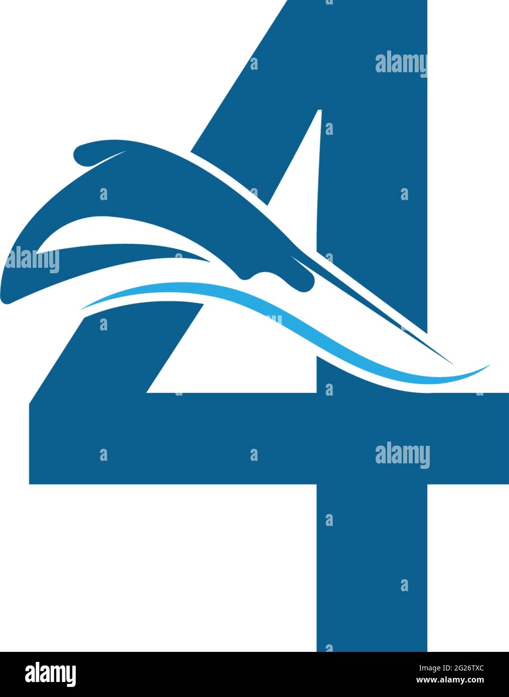 Number 4 with stingray icon logo template illustration vector Stock Vector