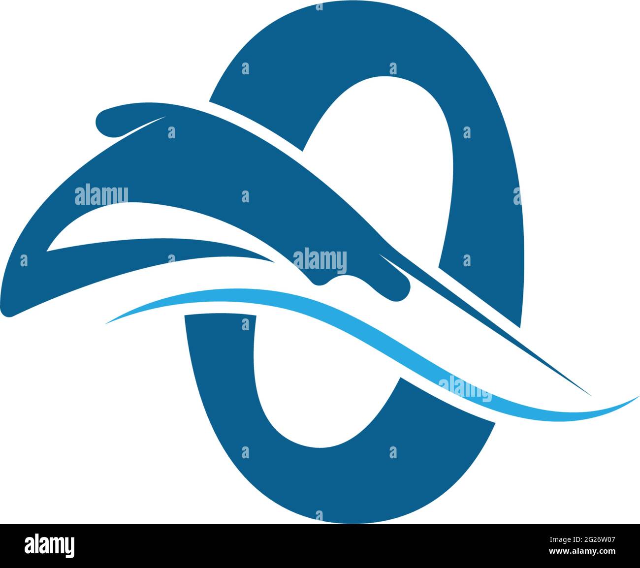 Number zero with stingray icon logo template illustration vector Stock Vector