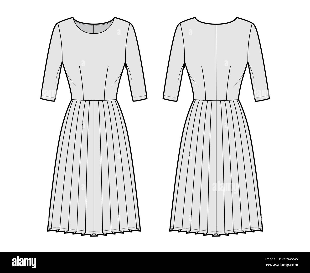 Sleeve Cutout Pleated Dress main image 1