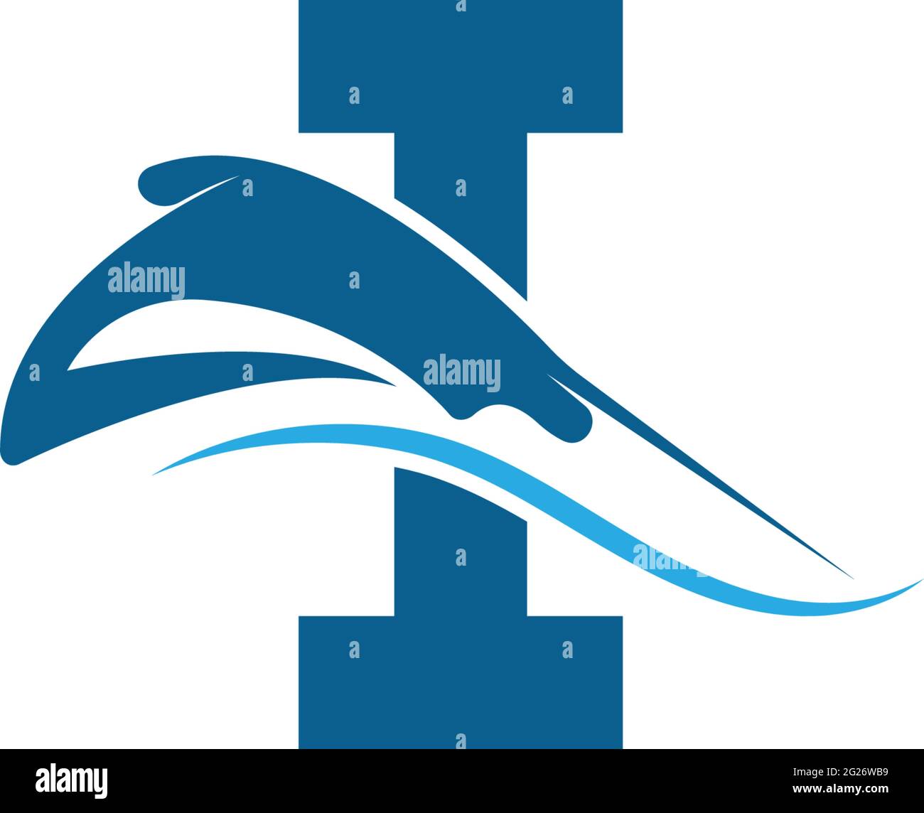 Letter I with stingray icon logo template illustration vector Stock Vector