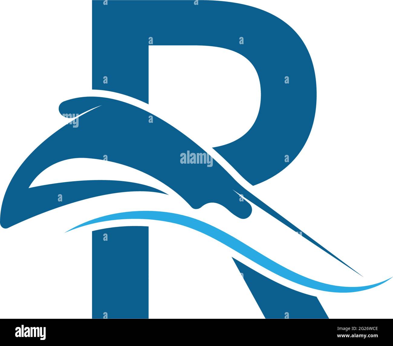 Letter R with stingray icon logo template illustration vector Stock Vector