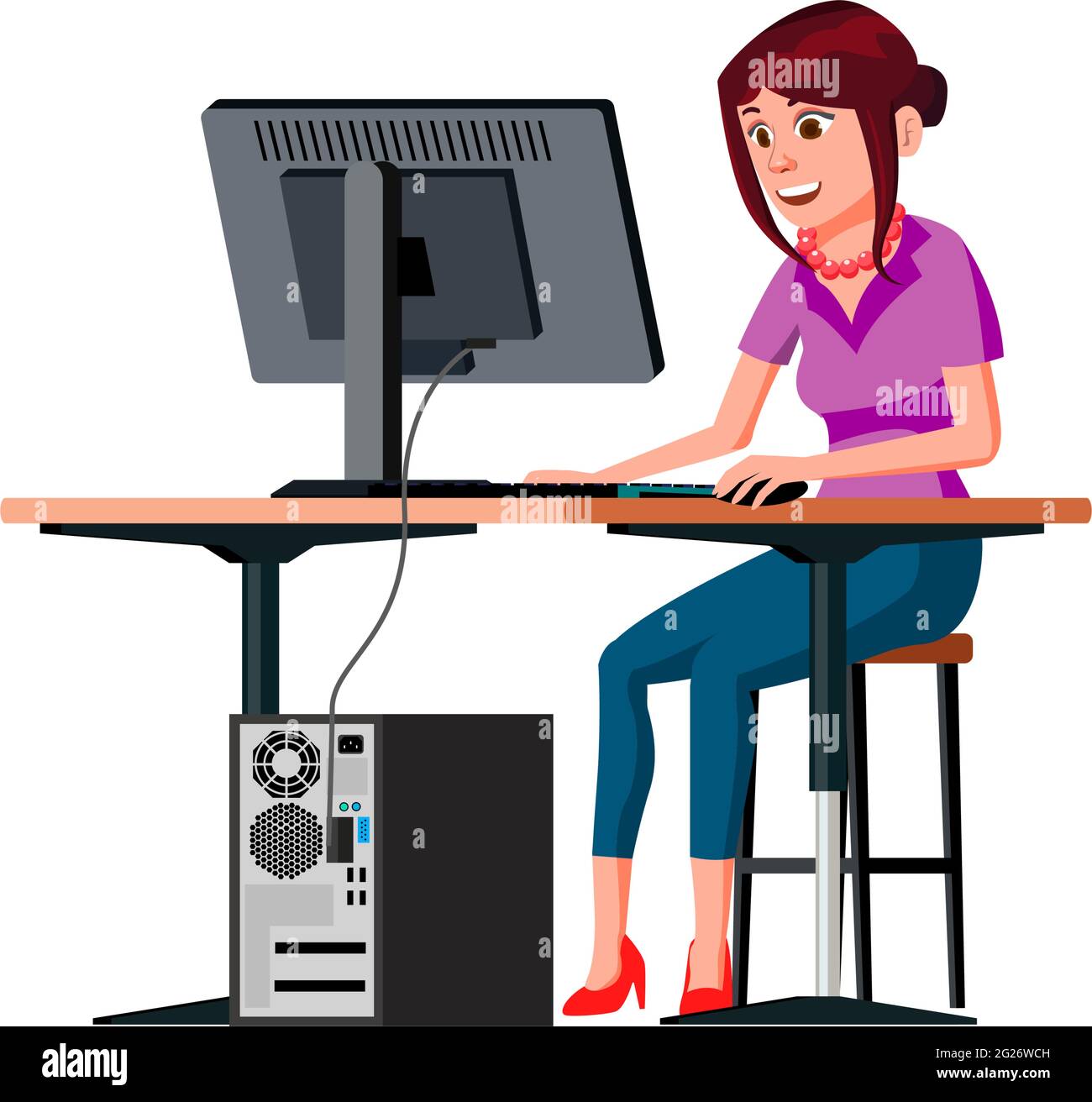 writer woman writing book on computer cartoon vector Stock Vector Image ...