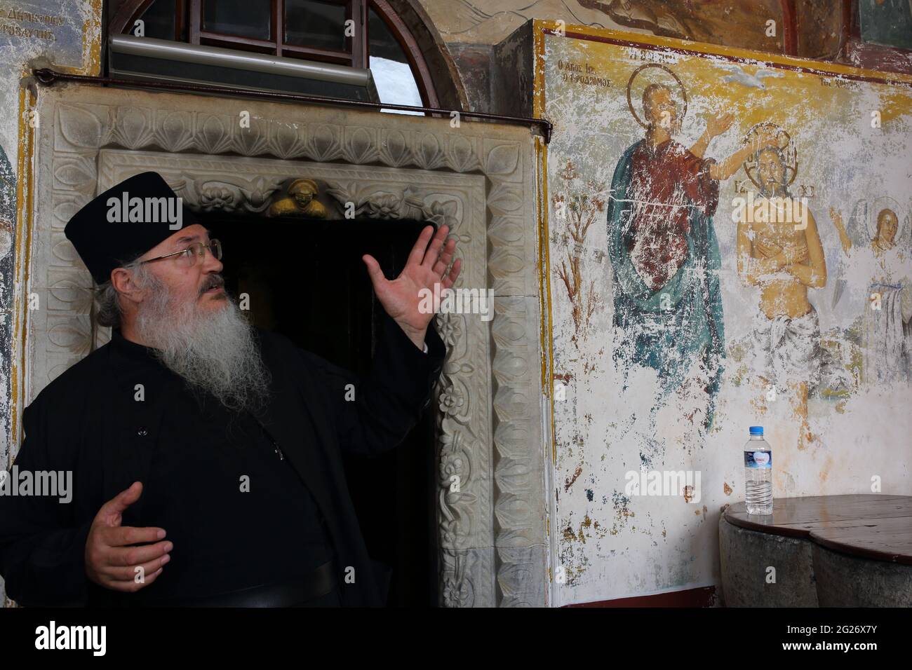 Narthex, St John The Theologian Monastery Byzantine Fresco, Patmos Stock Photo