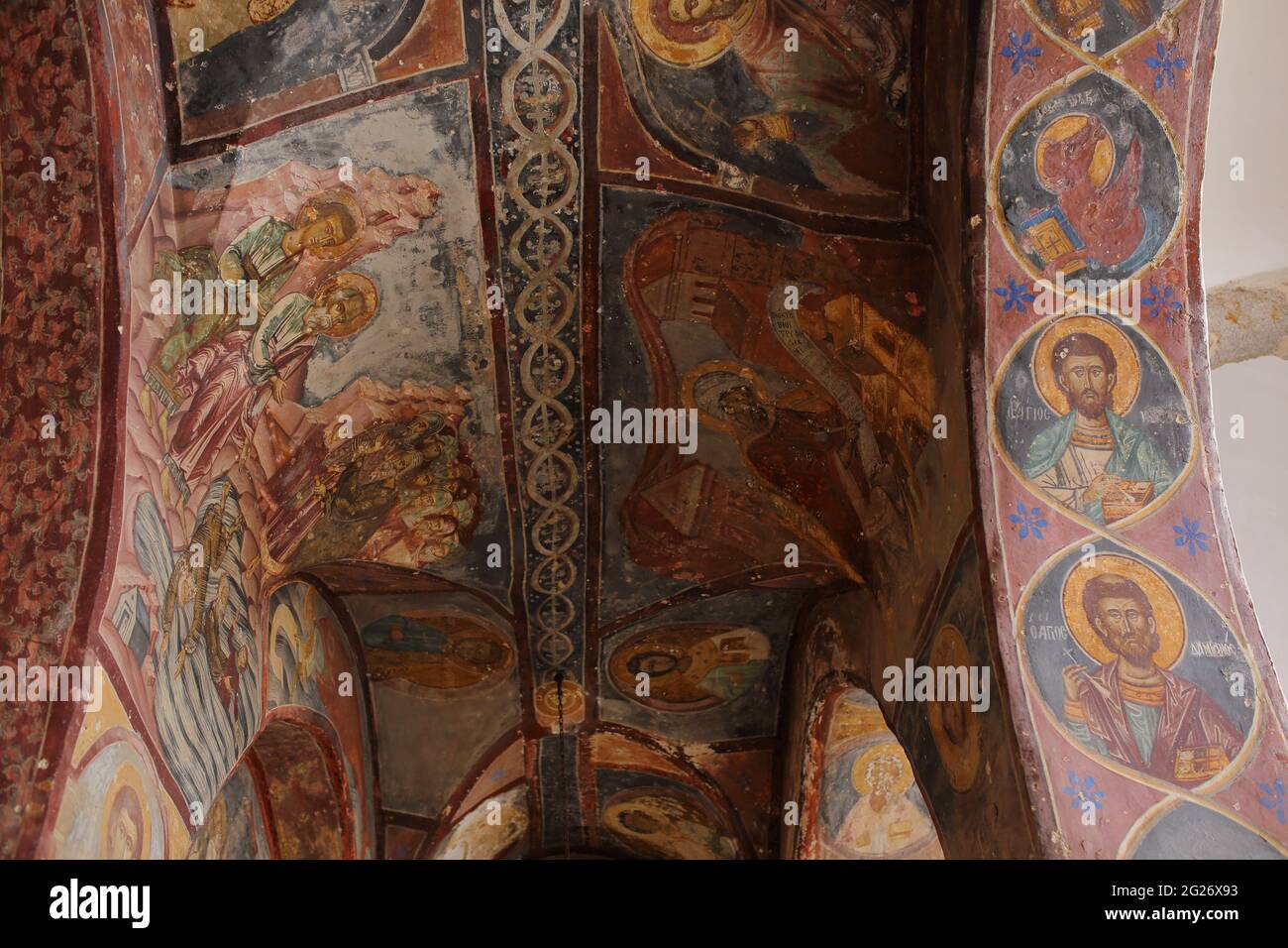 Narthex, St John The Theologian Monastery Byzantine Fresco, Patmos Stock Photo