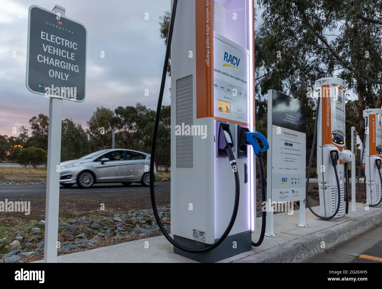Electric vehicle charging station in Euroa, Victoria Stock Photo Alamy