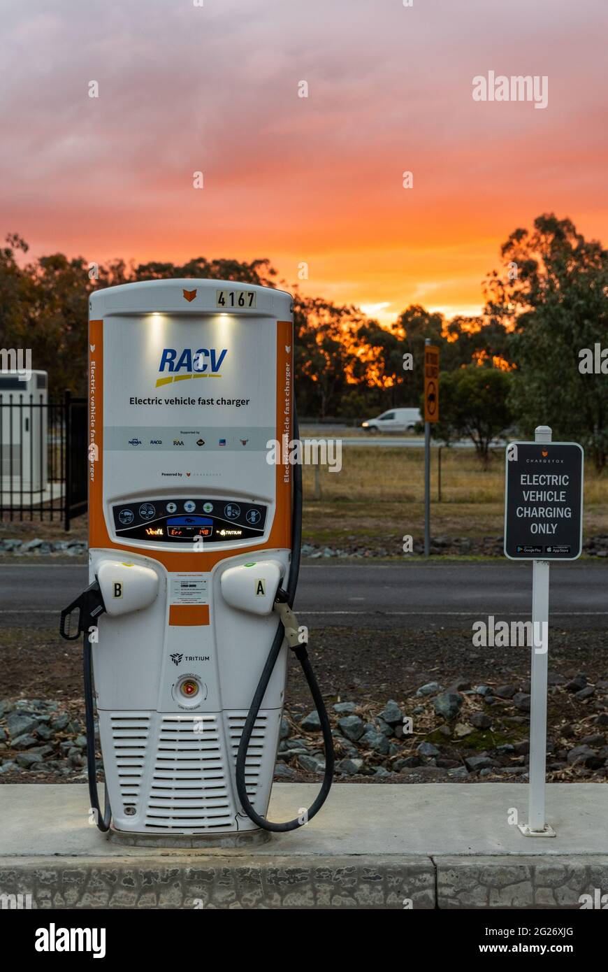 Electric vehicle charging station, Euroa, Victoria Stock Photo Alamy