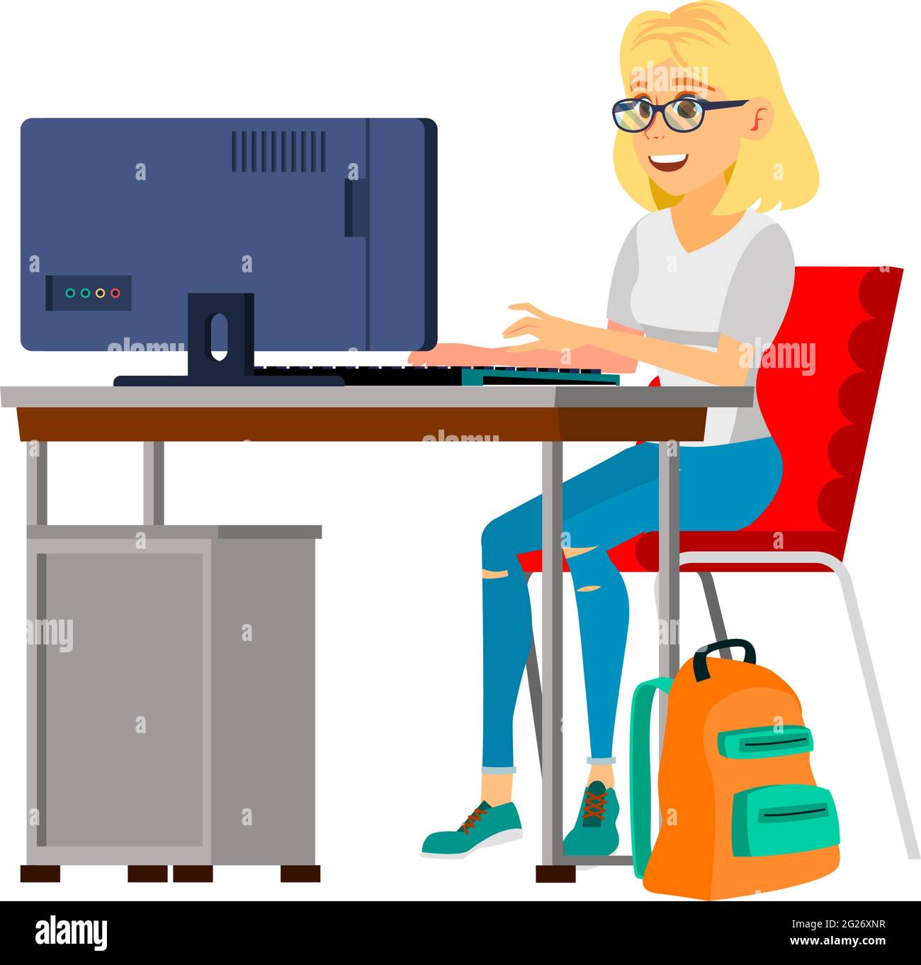 young woman student checking test result online on computer cartoon vector  Stock Vector Image & Art - Alamy