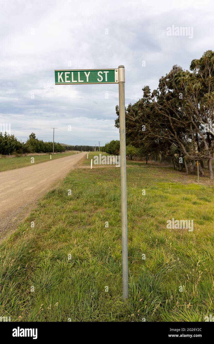 Sign on Kelly Street, the location of Ned Kelly's childhood home Stock Photo
