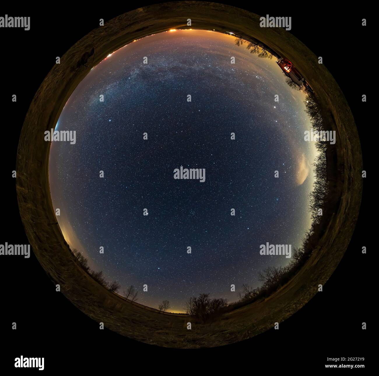 360 degree fish eye view of the northern spring celestial sky taken from Alberta Canada Stock Photo Alamy