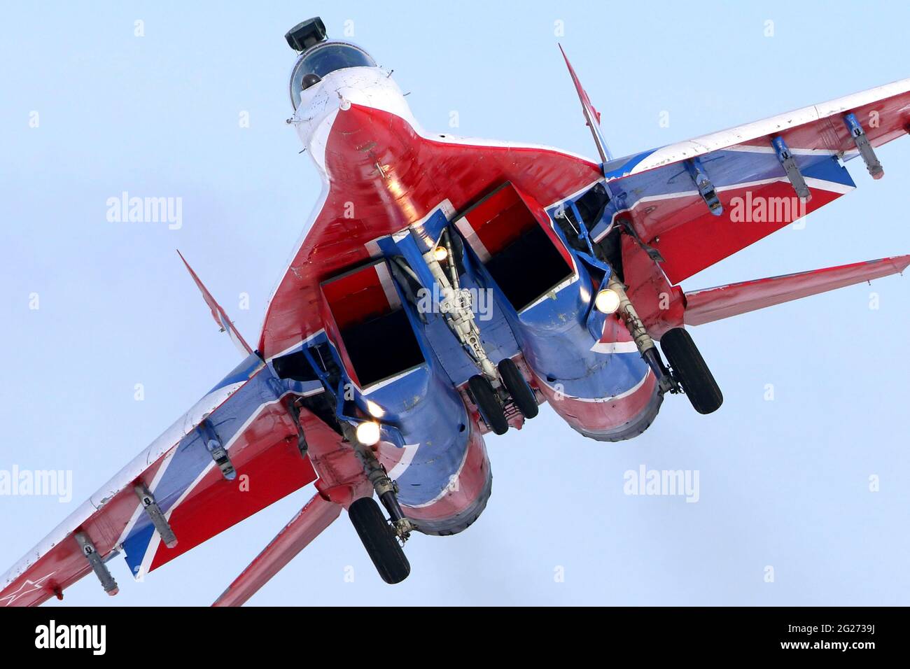 MiG-29UB jet fighter of the Russian Swifts aerobatics team landing ...