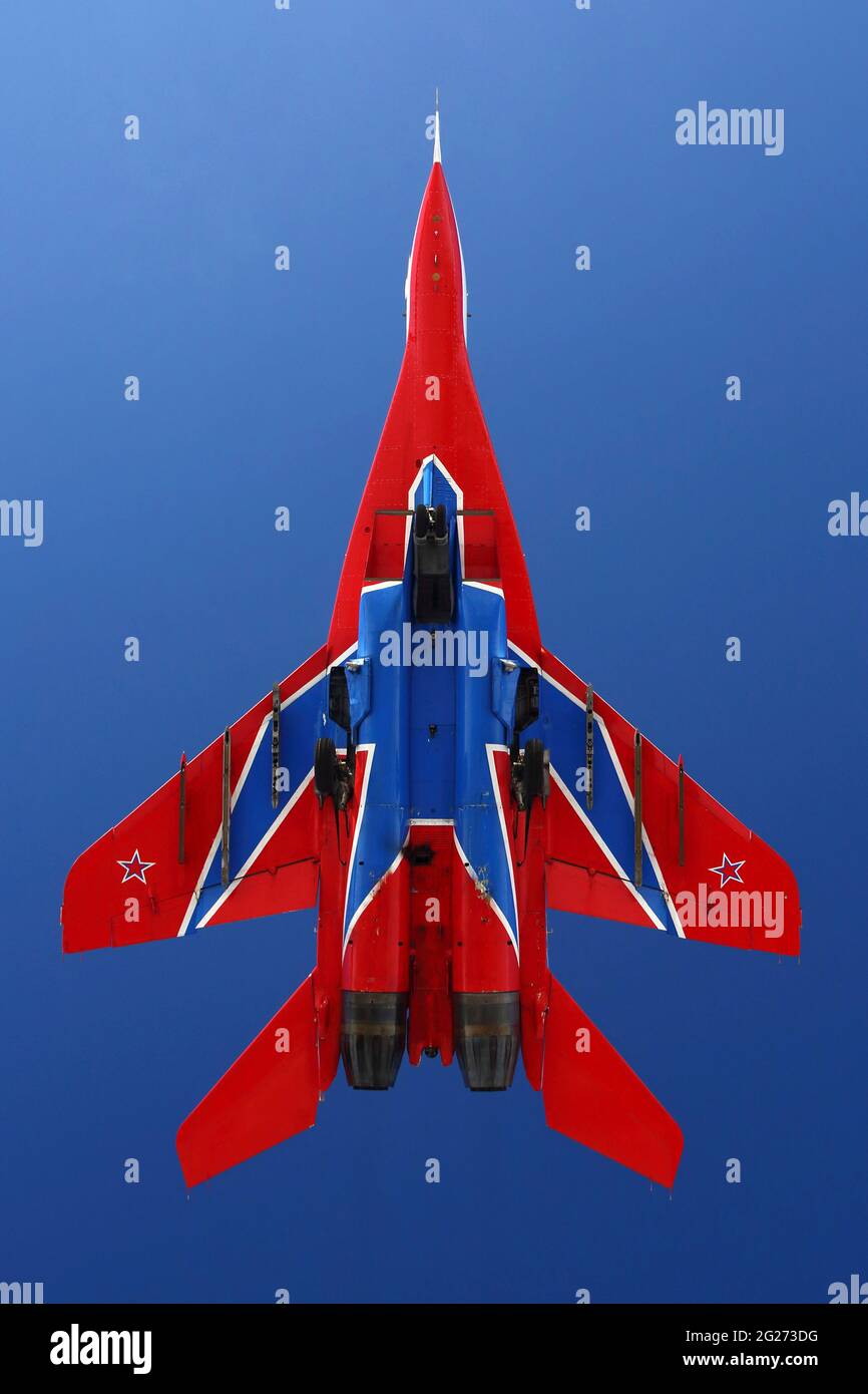 MiG-29UB jet fighter of the Russian Swifts aerobatics team landing ...