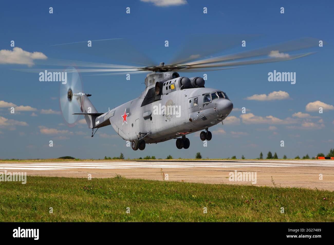 Mil Mi-26 military transport helicopter of the Russian Air Force. Stock Photo