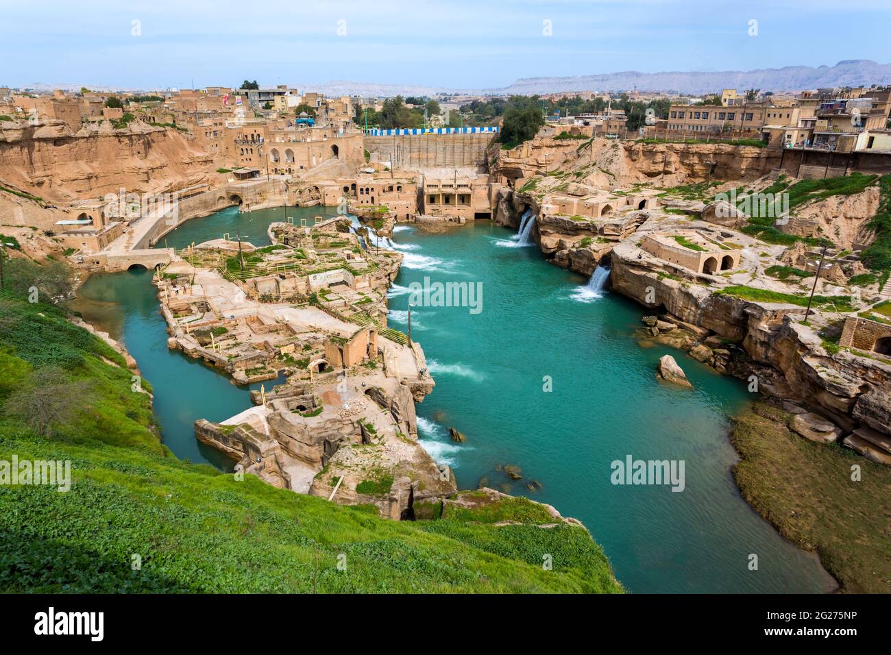 The Shushtar water mills ones are the best ones which operation in order to use water in ancient periods. / UNESCO's list of World Heritage Sites. Stock Photo