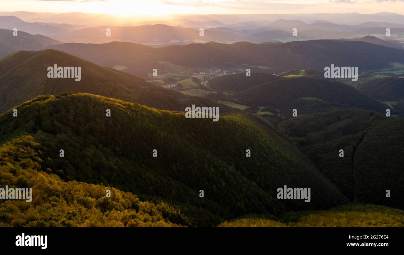 Strážovské vrchy hills as seen from Kľak, Slovakia Stock Photo