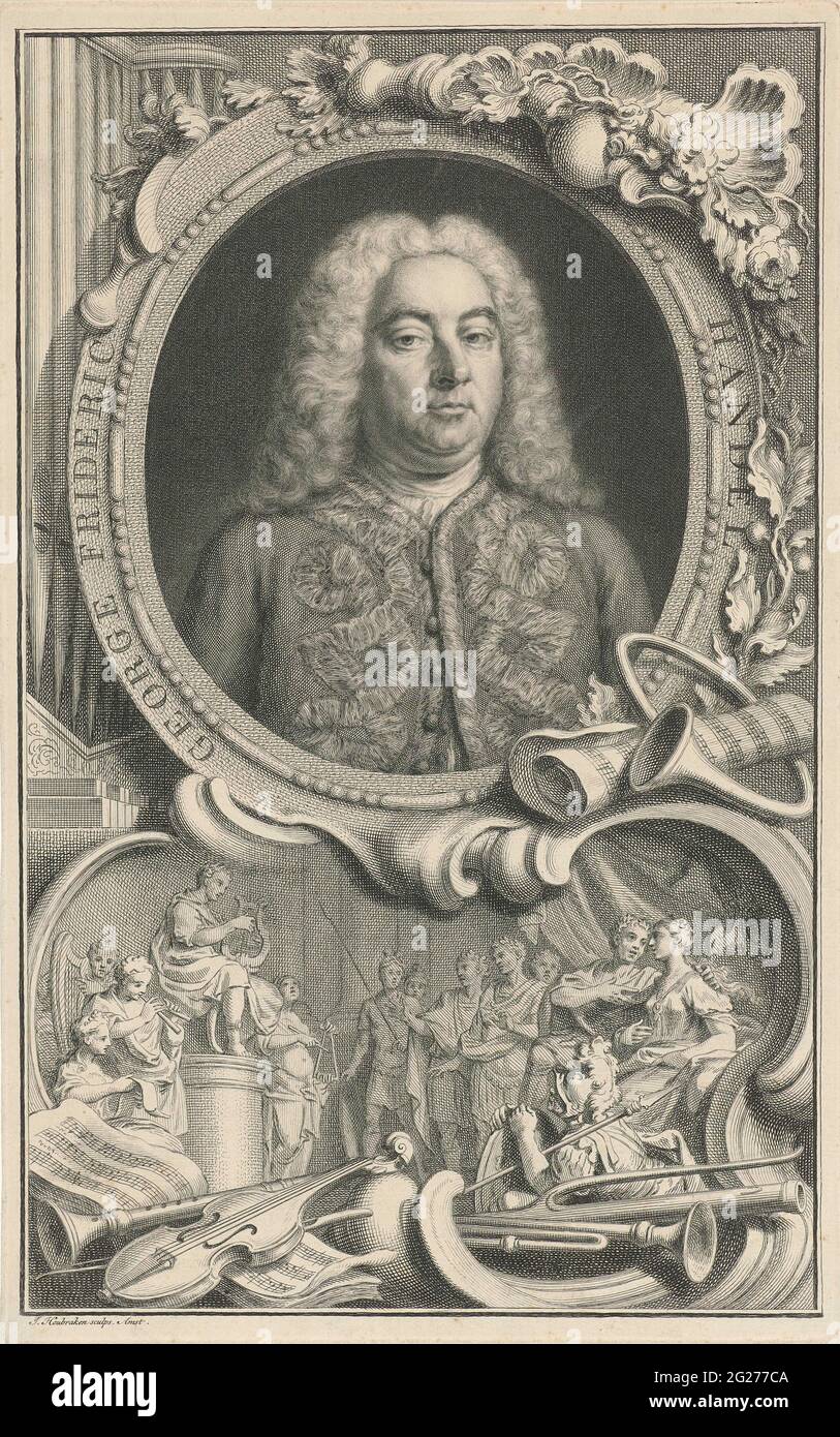 Engraving portrait of George Friedrich Handel. George Frideric