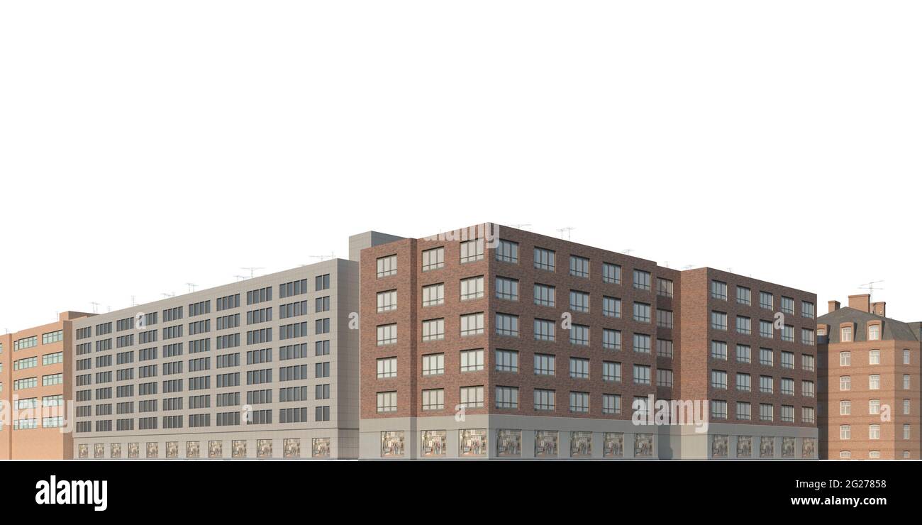 3D illustration cityscape isolated on white background Stock Photo - Alamy