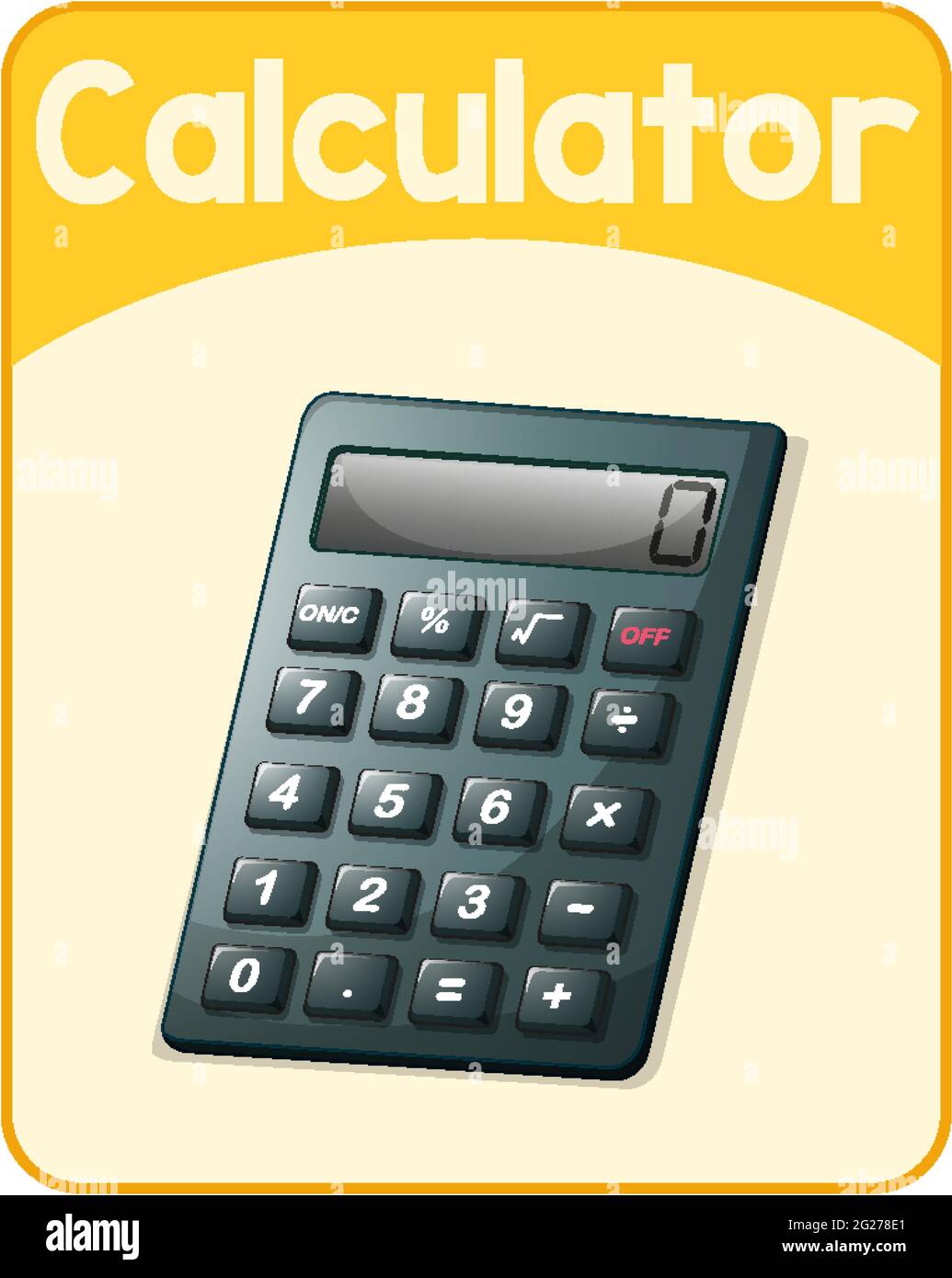 Educational English word card of calculator illustration Stock Vector